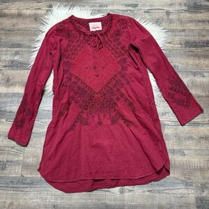 Johnny Was Long Sleeve Embroidered Tunic Top